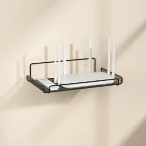 Stalowa półka ścienna na router i drobne przedmioty bez wiercenia Biały