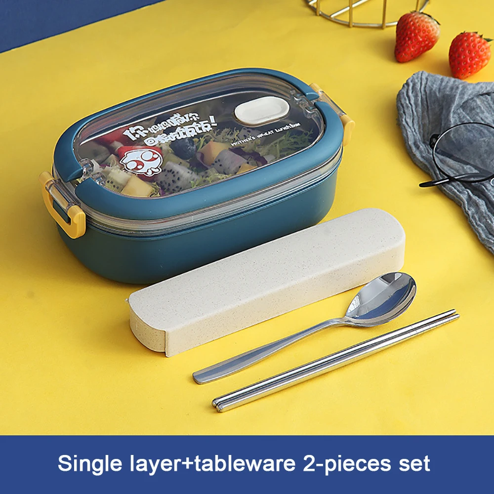 Stalowy lunchbox termiczny wielopoziomowy bento Niebieski