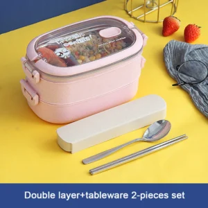 Stalowy lunchbox termiczny wielopoziomowy bento Różowy