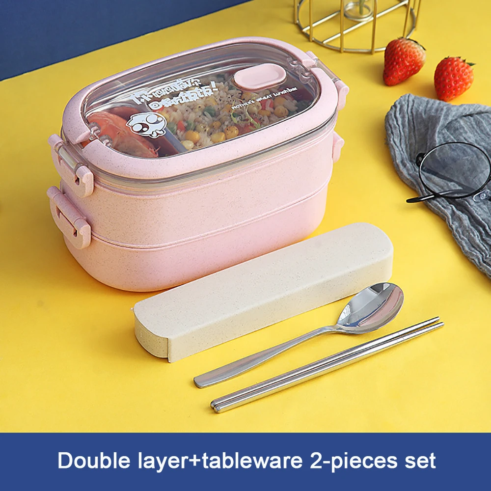 Stalowy lunchbox termiczny wielopoziomowy bento Różowy