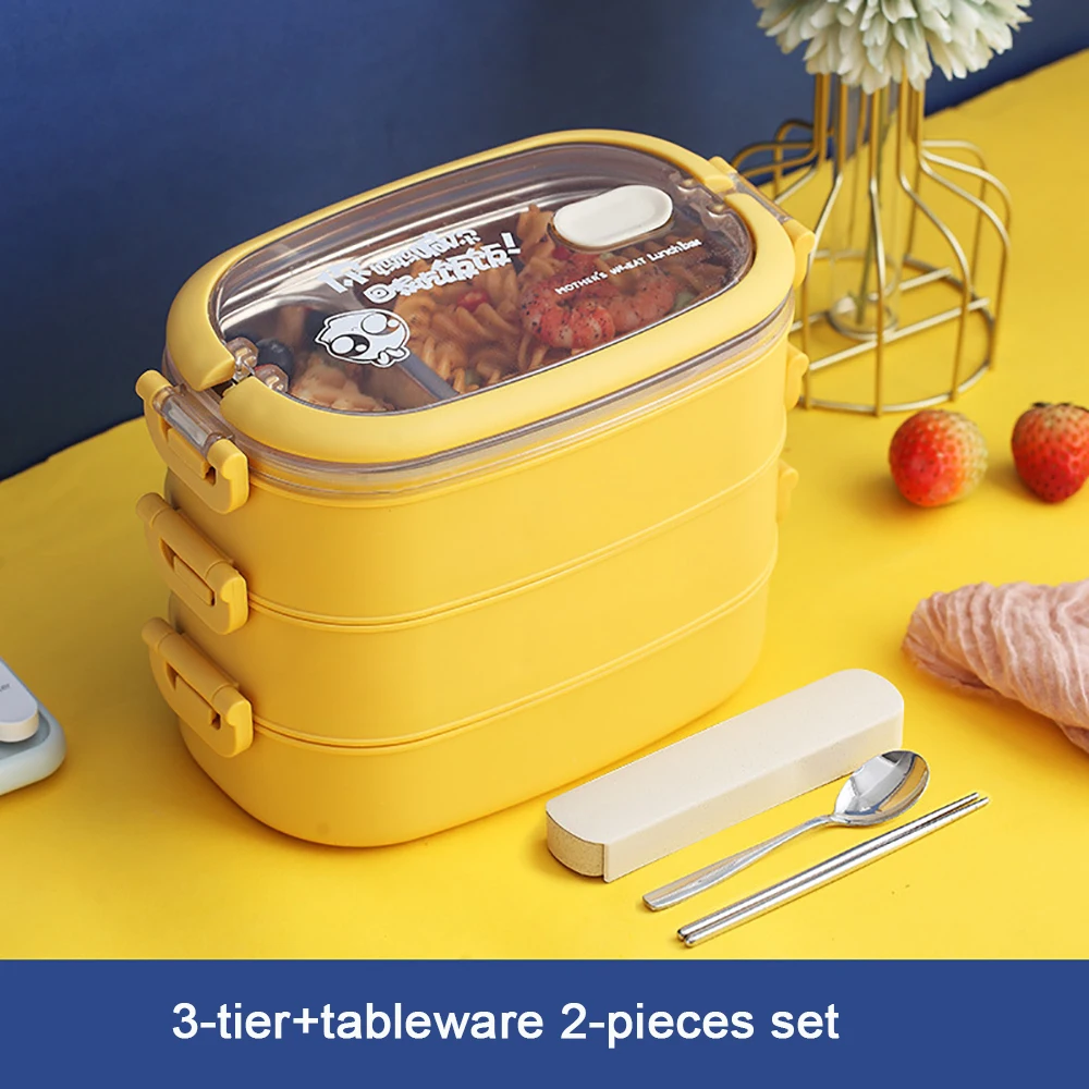 Stalowy lunchbox termiczny wielopoziomowy bento Żółty
