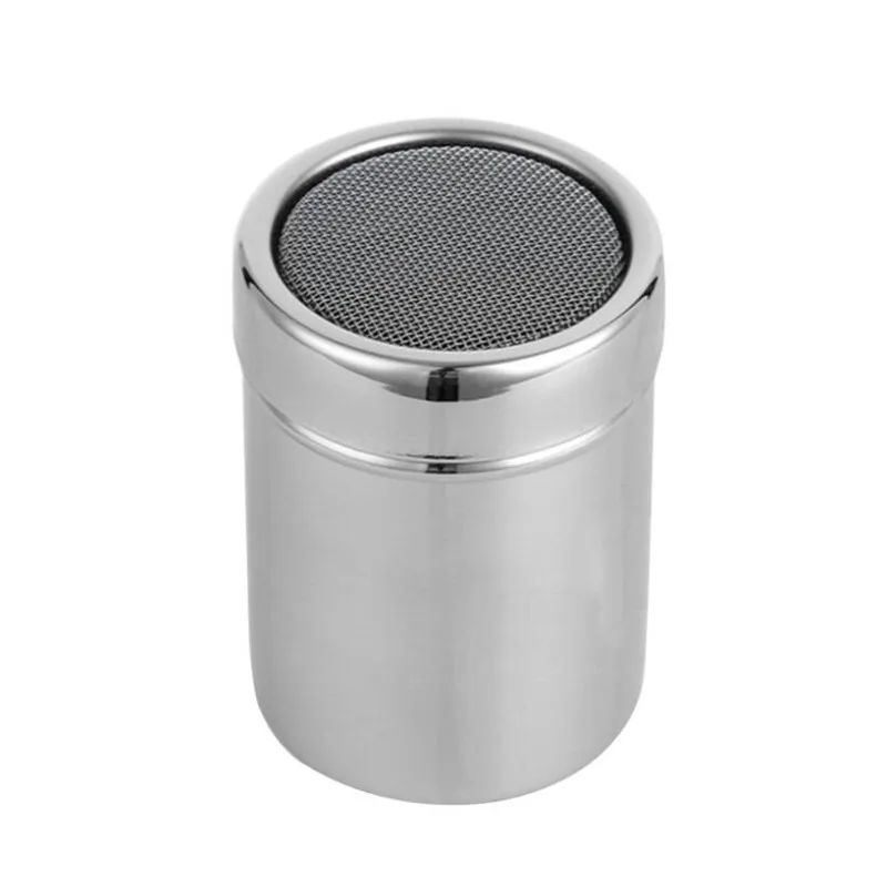 Stalowy shaker do kakao i kawy z 16 szablonami do latte art Jasnoszary