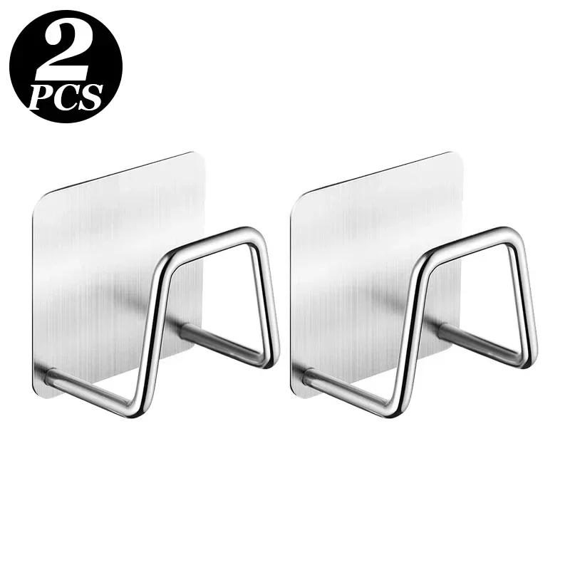 Stojak na gąbkę do zlewu ze stali nierdzewnej samoprzylepny 2PCS