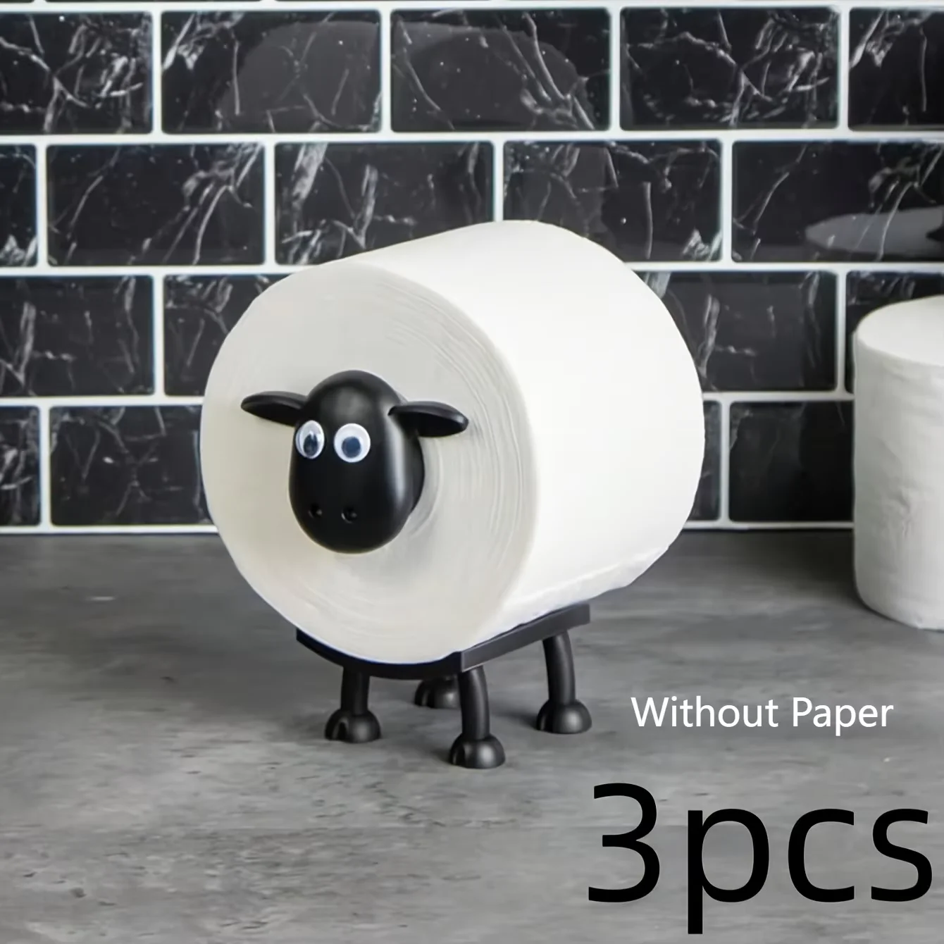 Stojak na papier toaletowy czarna owca - zabawny uchwyt do łazienki 3PCS