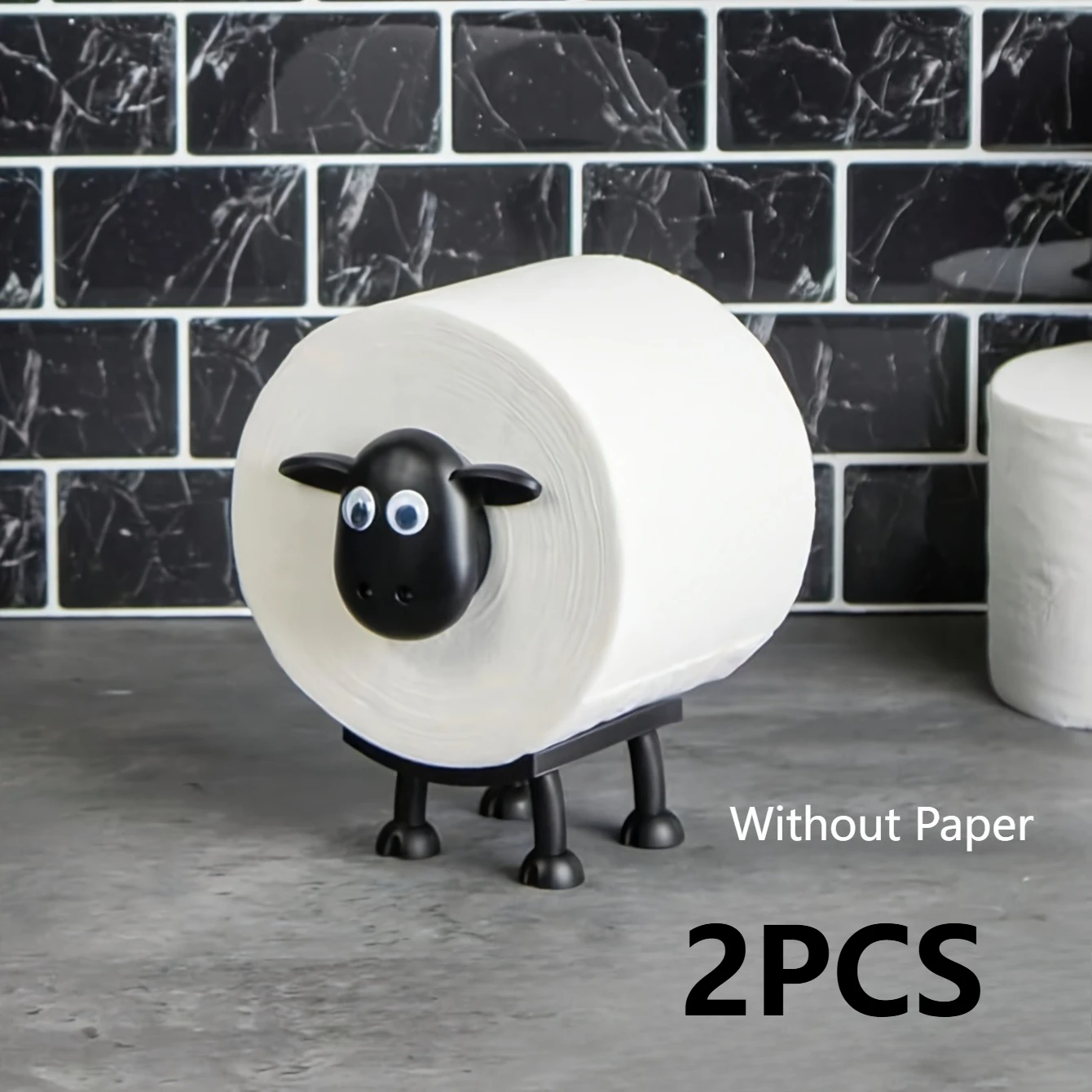 Stojak na papier toaletowy czarna owca - zabawny uchwyt do łazienki Czarny