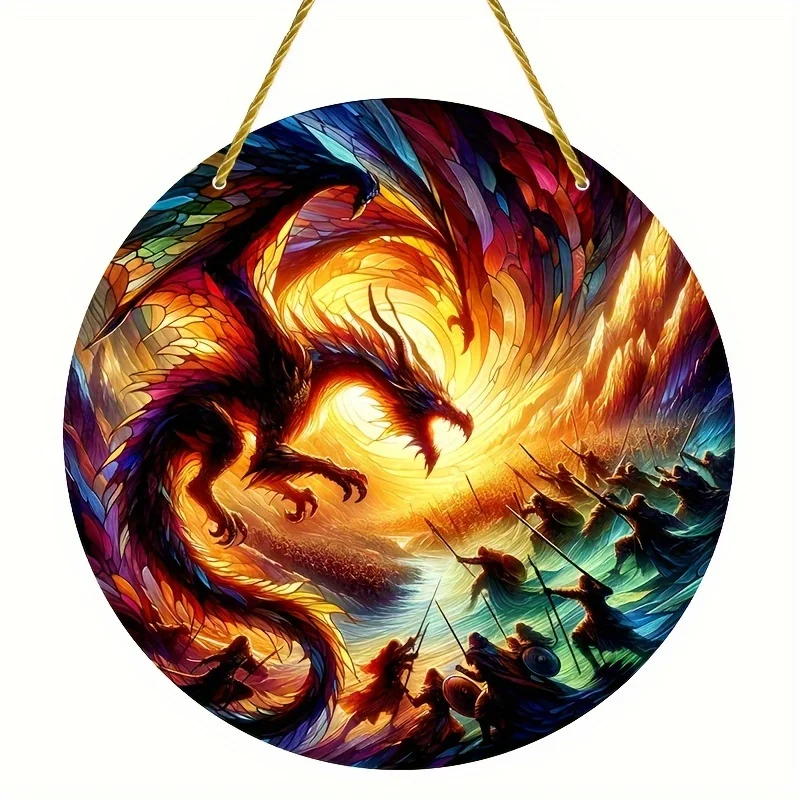 Sun Catcher smok akrylowy — wisząca dekoracja z efektem witraża do salonu Różowy