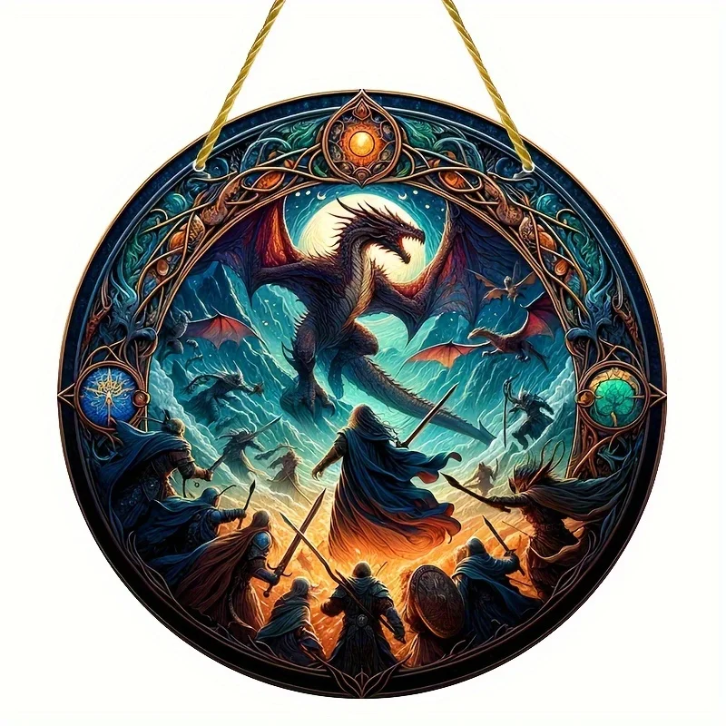 Sun Catcher smok akrylowy — wisząca dekoracja z efektem witraża do salonu Wielo