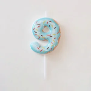 Świeczki urodzinowe w kształcie pączków donut — kolorowe wbijaki do tortu Fluorescencyjny róż