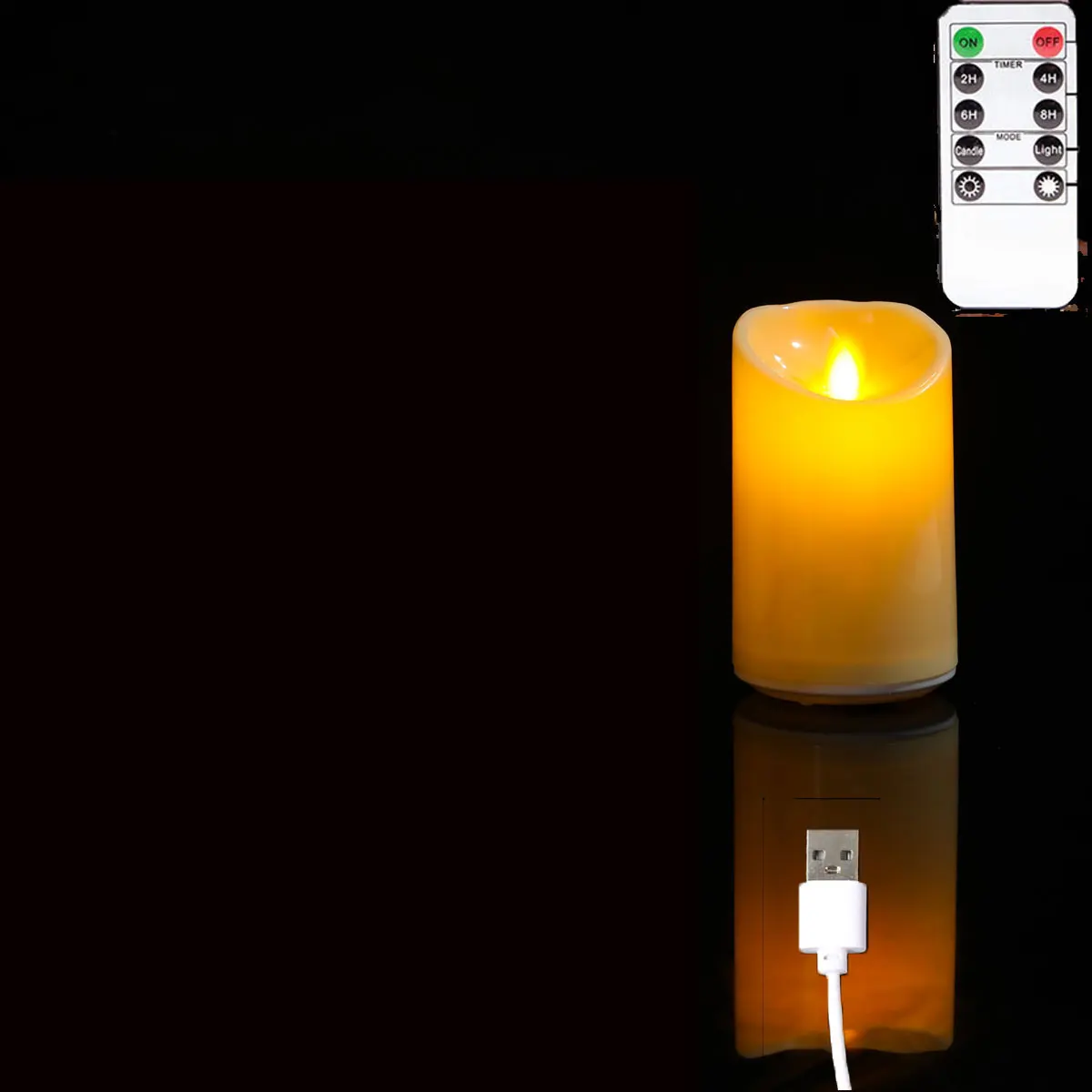 Świeca LED z ruchomym płomieniem i pilotem, ładowana USB Winogrono