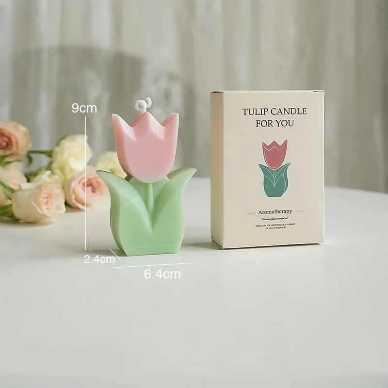 Świeca sojowa w kształcie tulipana zapachowa aromaterapia do domu Czerwony