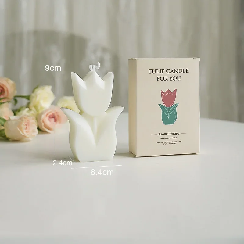Świeca sojowa w kształcie tulipana zapachowa aromaterapia do domu Krem