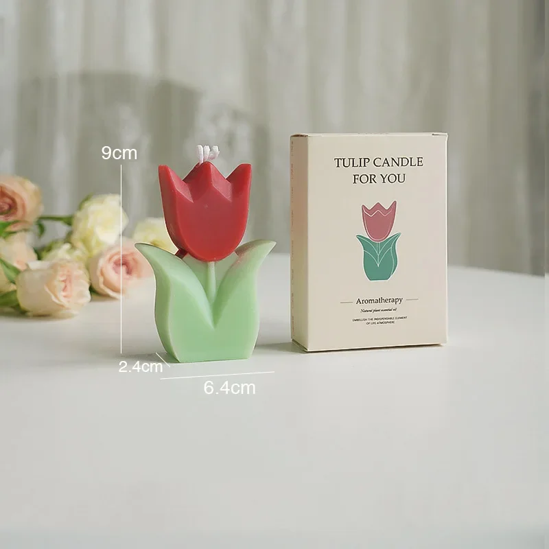 Świeca sojowa w kształcie tulipana zapachowa aromaterapia do domu Tęcza