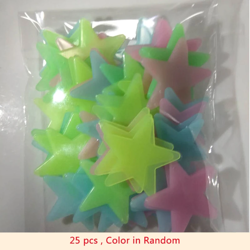 Świecące gwiazdki na sufit - naklejki fluorescencyjne Zielony