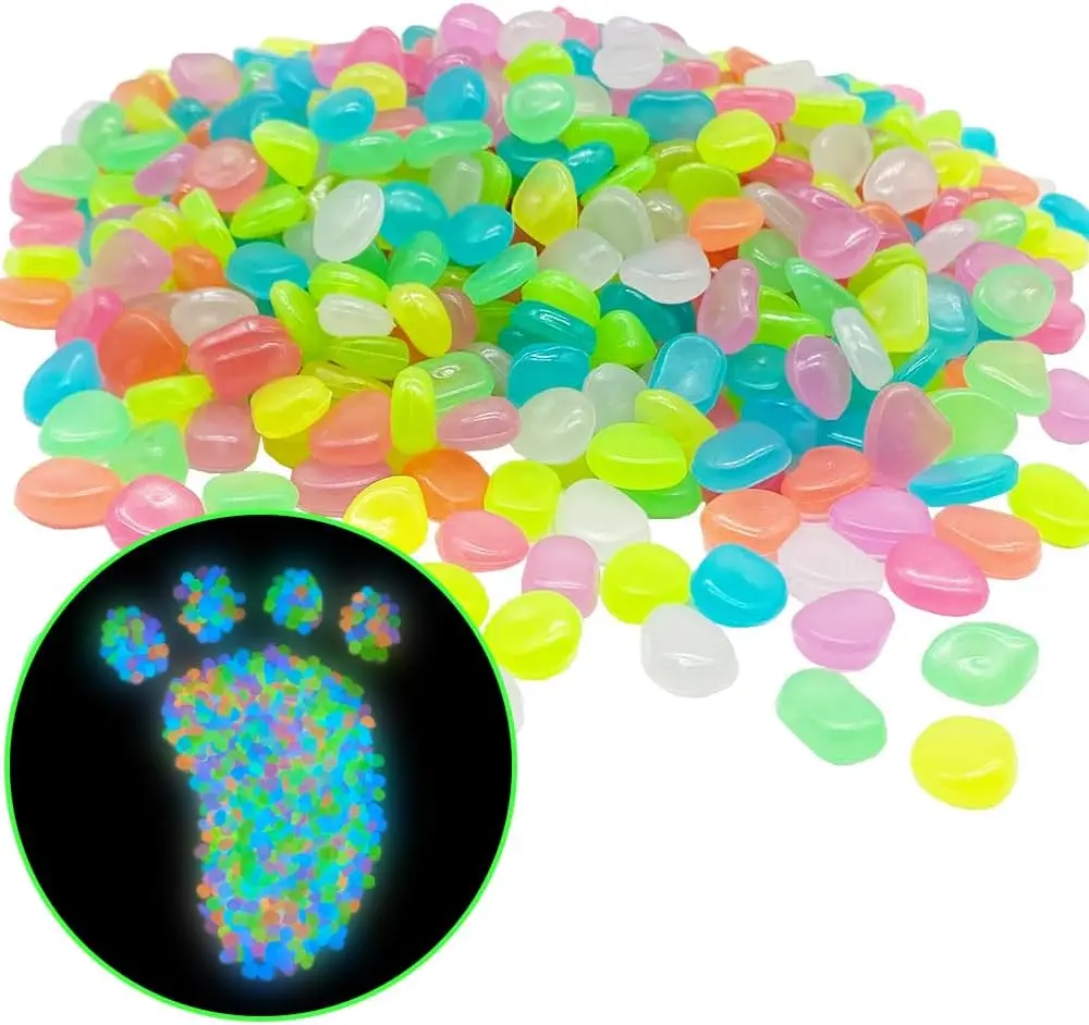 Świecące kamyki ogrodowe fluorescencyjne, 100 sztuk Ciemnoszary
