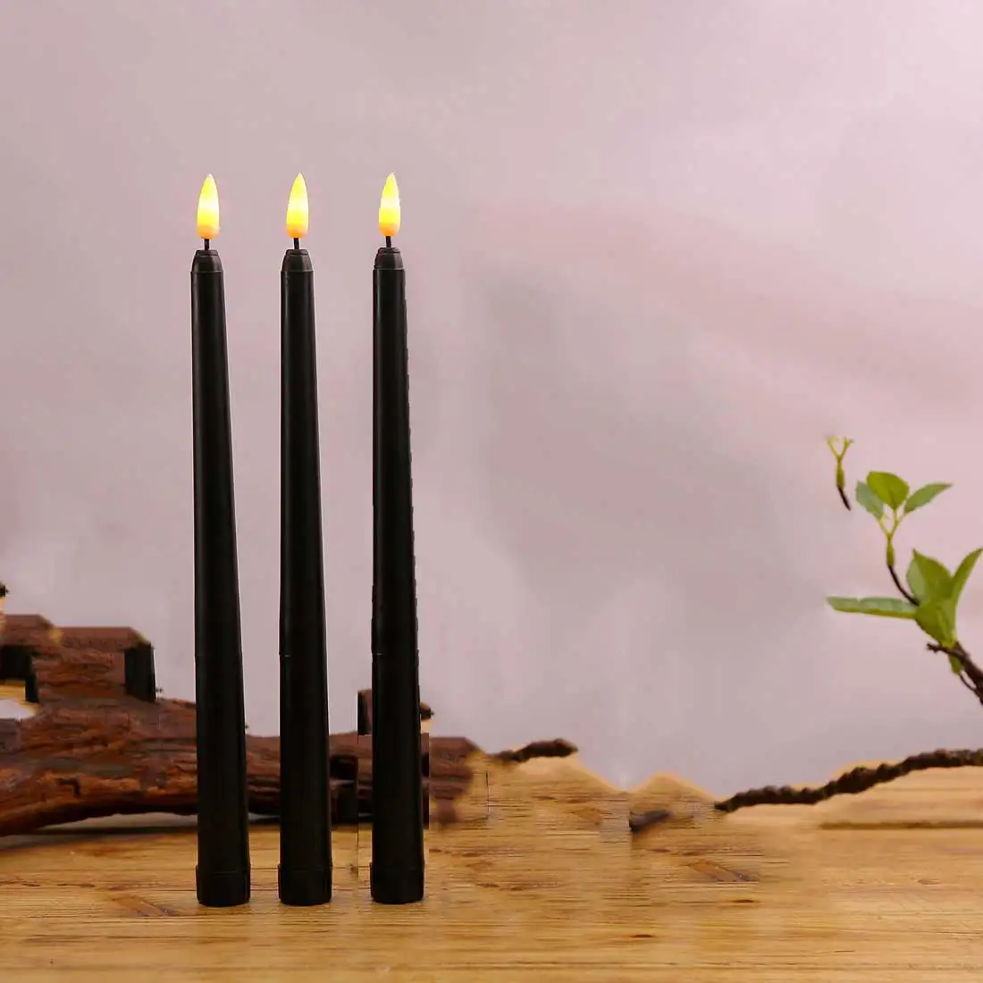 Świece LED długie bez płomienia migoczące 28 cm zestaw Czerwony