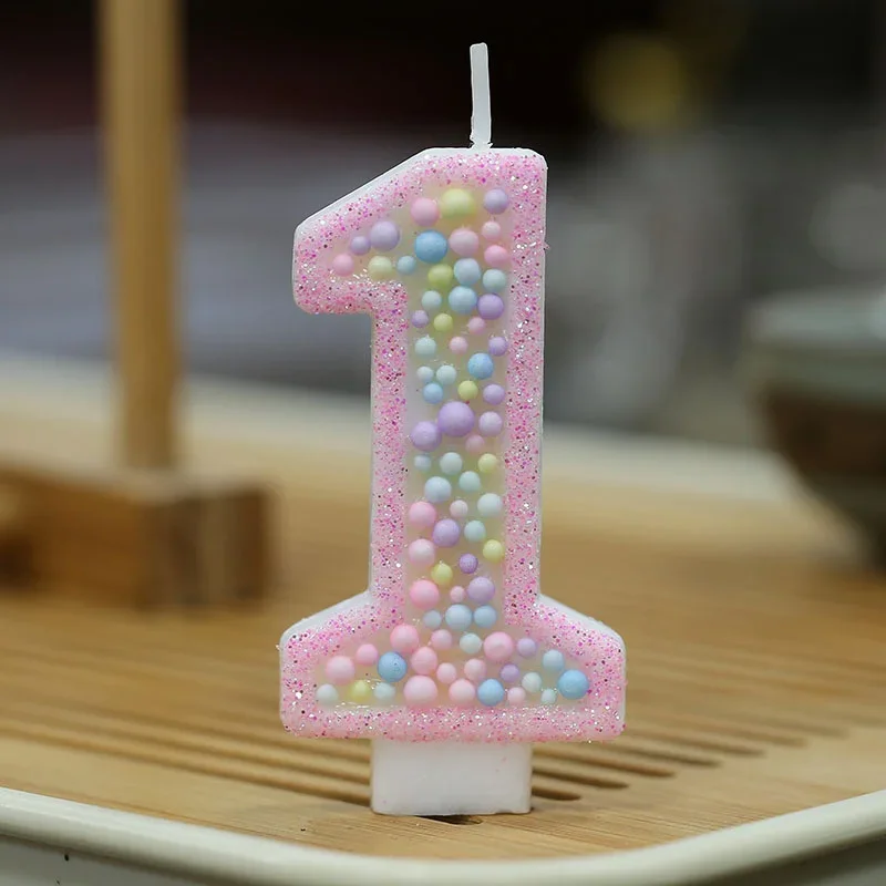 Świeczki numeryczne brokatowe na tort urodzinowy — cyfry 0–9 Atrowirens
