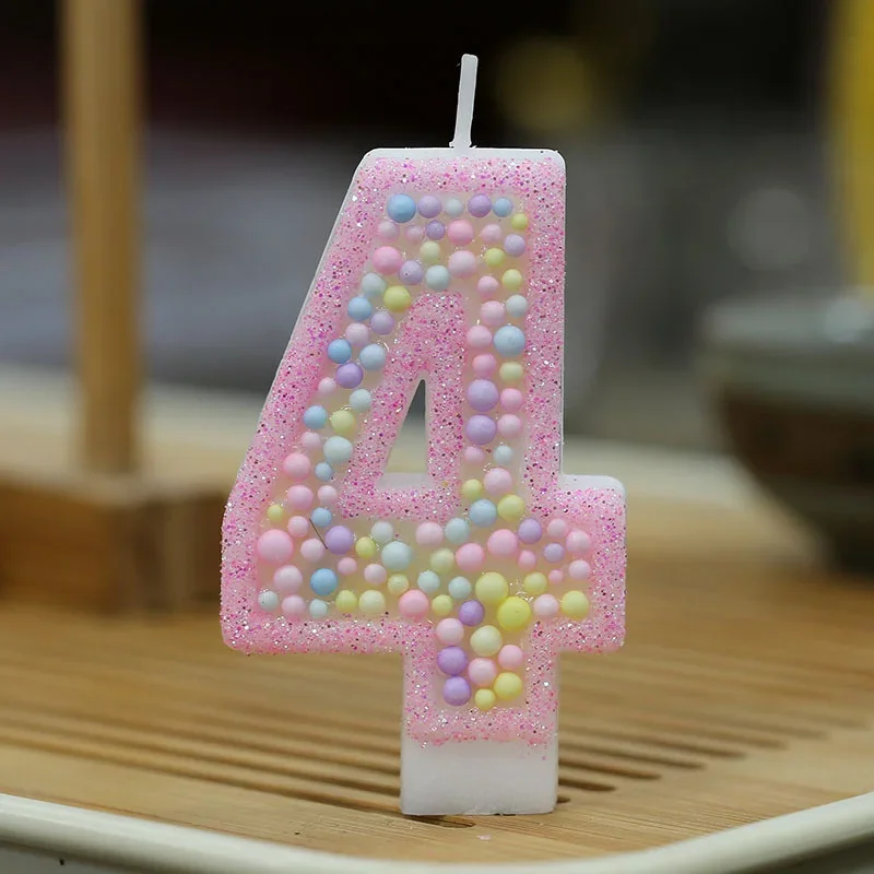 Świeczki numeryczne brokatowe na tort urodzinowy — cyfry 0–9 Tęcza