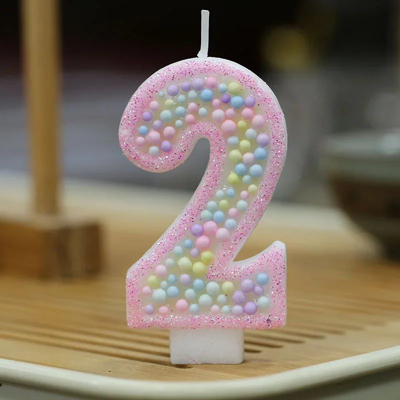 Świeczki numeryczne brokatowe na tort urodzinowy — cyfry 0–9 Zielony fluorescencyjny
