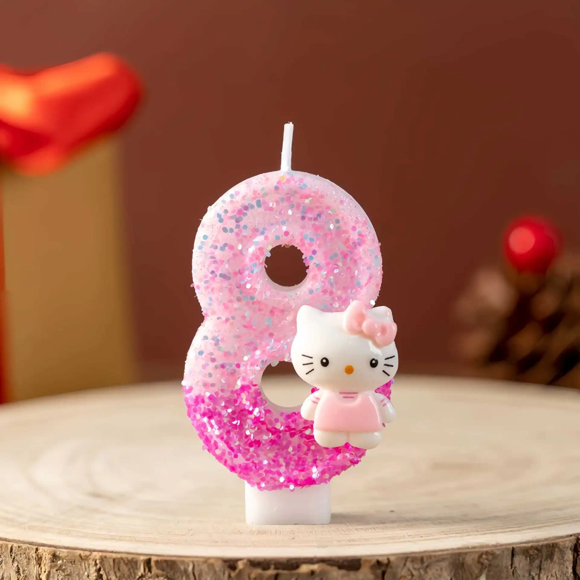 Świeczka urodzinowa cyfra z kotkiem 0-9 na tort 8