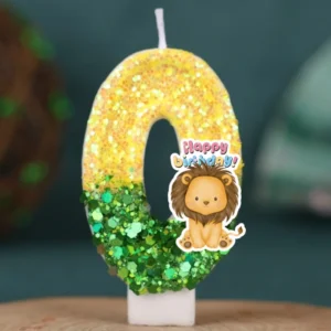 Świeczki na tort cyfry 0-9 z motywem leśnych zwierząt 0