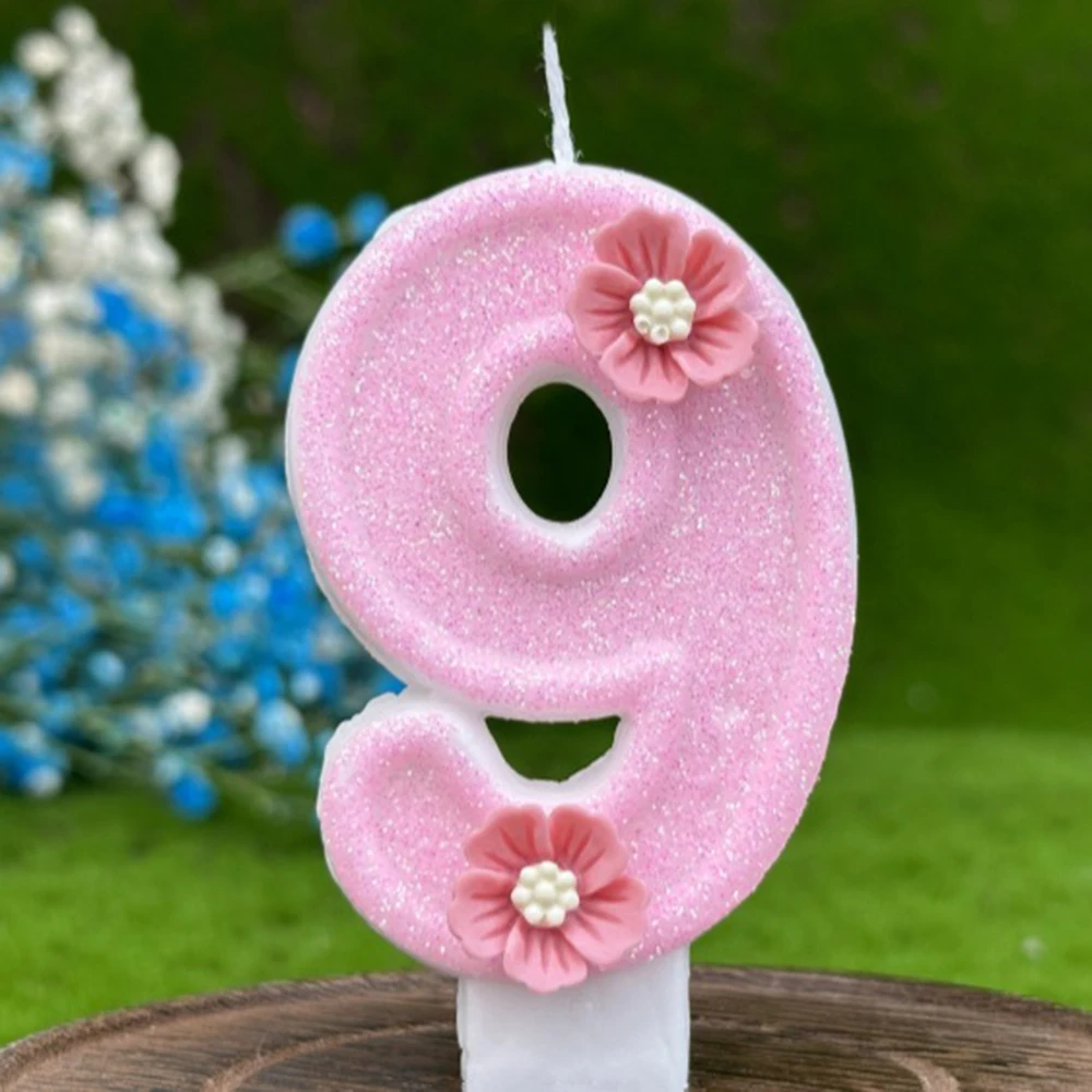 Świeczki urodzinowe 3D cyfra – brokat na tort i ciasto Brązowy