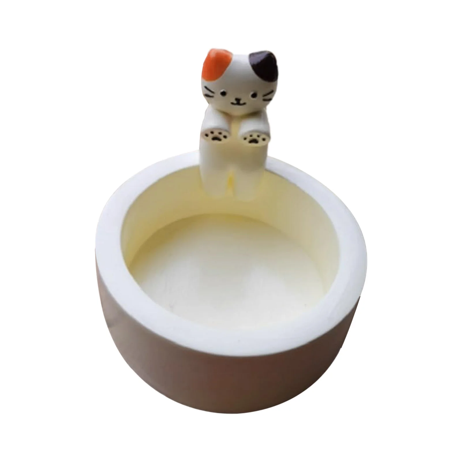 Świecznik ceramiczny z kotkiem — podstawka pod świecę do aromaterapii Srebrny