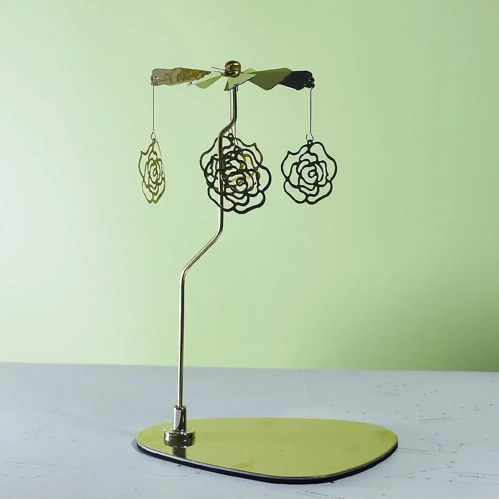Obrotowy świecznik karuzela spinner metalowy dekoracyjny Złoty