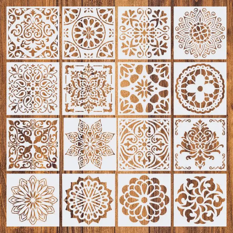 Szablony mandala 15 cm zestaw 16 sztuk do malowania kropkami Biały