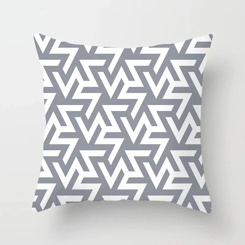 Szara poszewka na poduszkę z geometrycznym wzorem 45x45 cm Brązowy