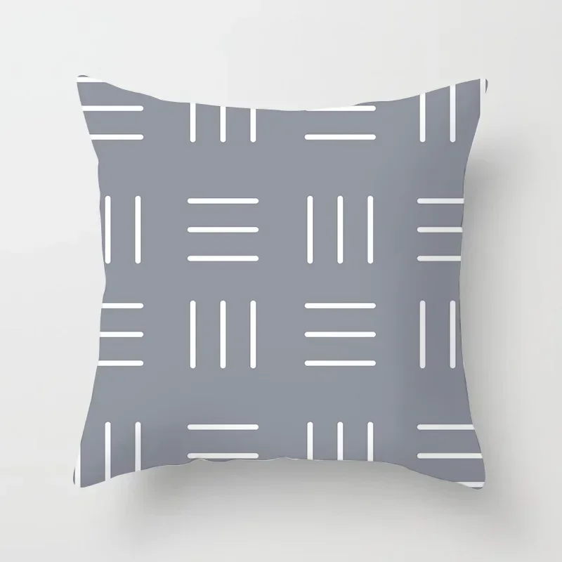 Szara poszewka na poduszkę z geometrycznym wzorem 45x45 cm Jasnoszary