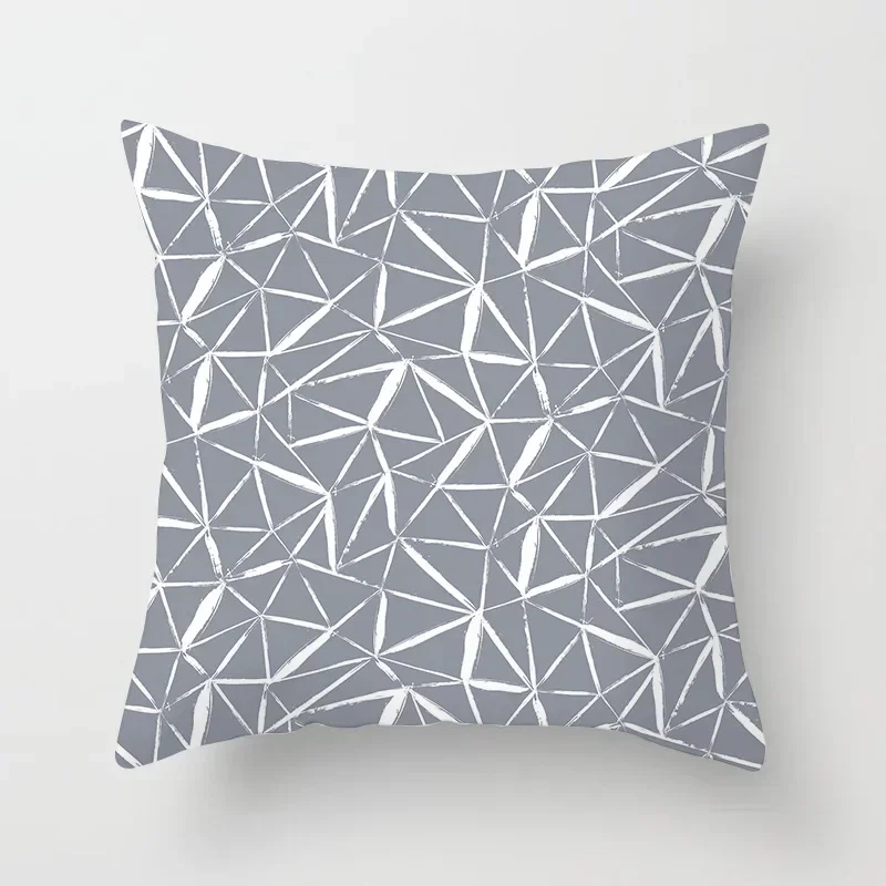 Szara poszewka na poduszkę z geometrycznym wzorem 45x45 cm Zielony