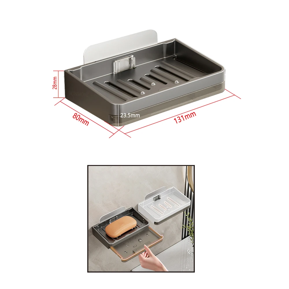 Szary zestaw akcesoriów łazienkowych samoprzylepnych Soap dish