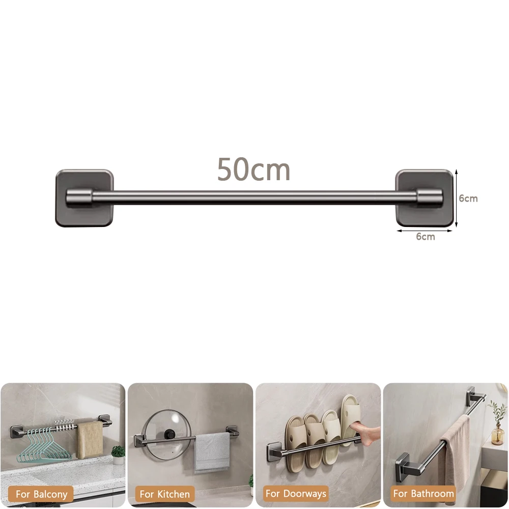 Szary zestaw akcesoriów łazienkowych samoprzylepnych Towel rack