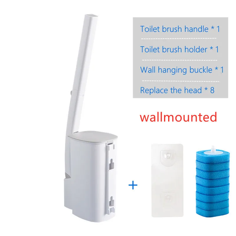 Szczotka do WC jednorazowa z długim uchwytem i zapasami Wallmounted set