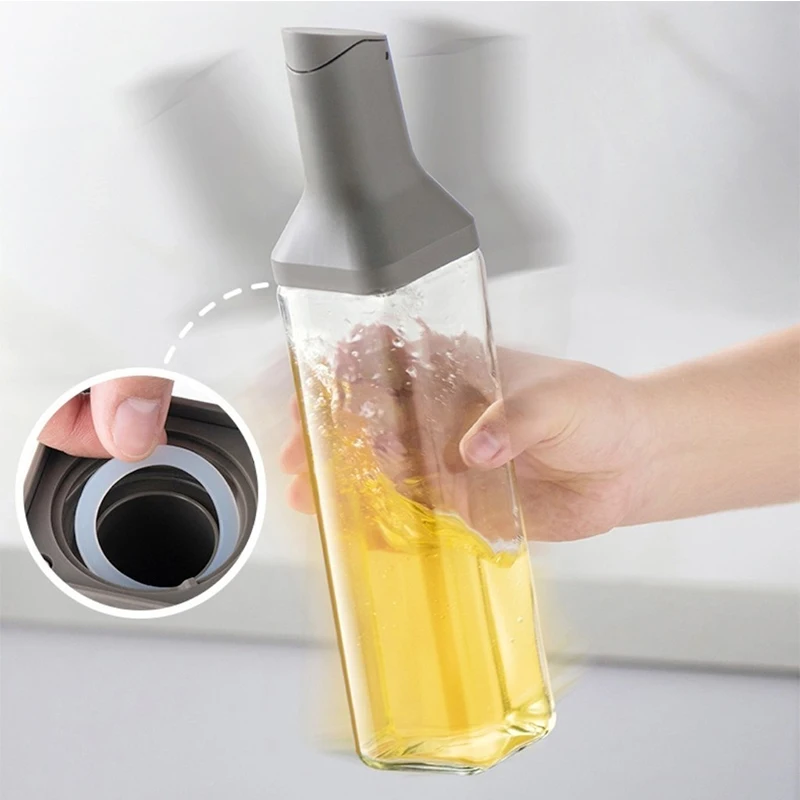 Szklana butelka na oliwę i ocet 500 ml z dozownikiem Szary .