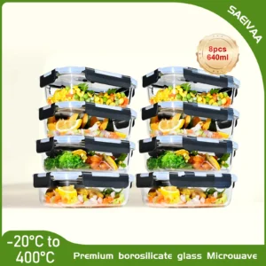 Szklane pojemniki na żywność 640 ml - zestaw 8 sztuk 8x640ml