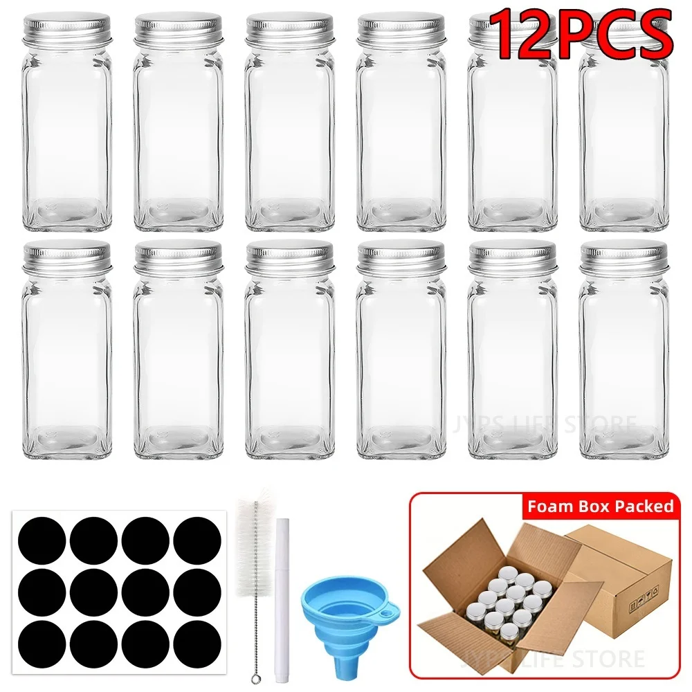 Szklane słoiczki na przyprawy 120 ml z bambusowymi pokrywkami Metal lid