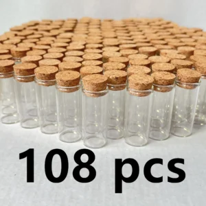 Mini szklane słoiczki z korkiem na przyprawy i drobiazgi, zestaw 108 pieces