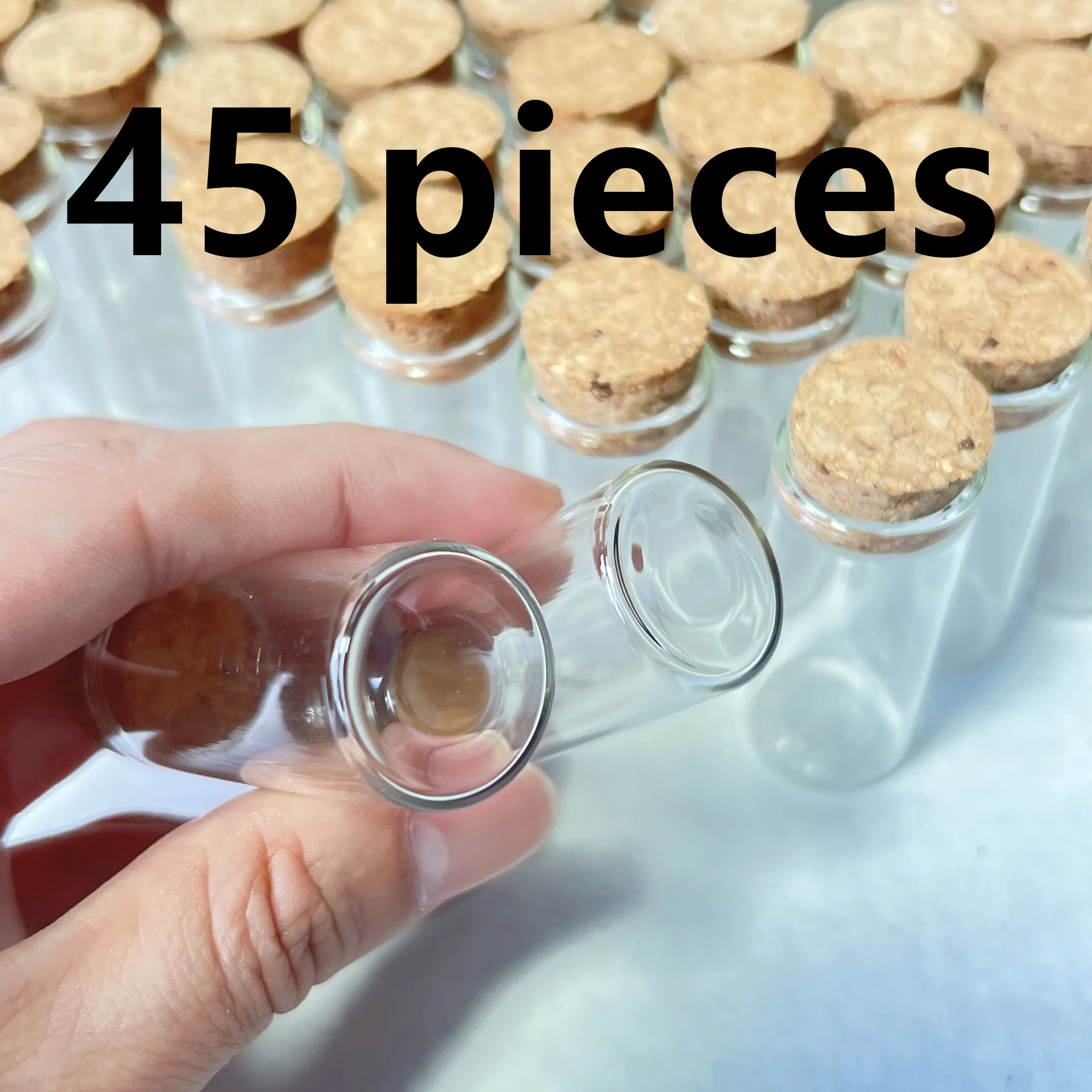 Mini szklane słoiczki z korkiem na przyprawy i drobiazgi, zestaw 45 pieces