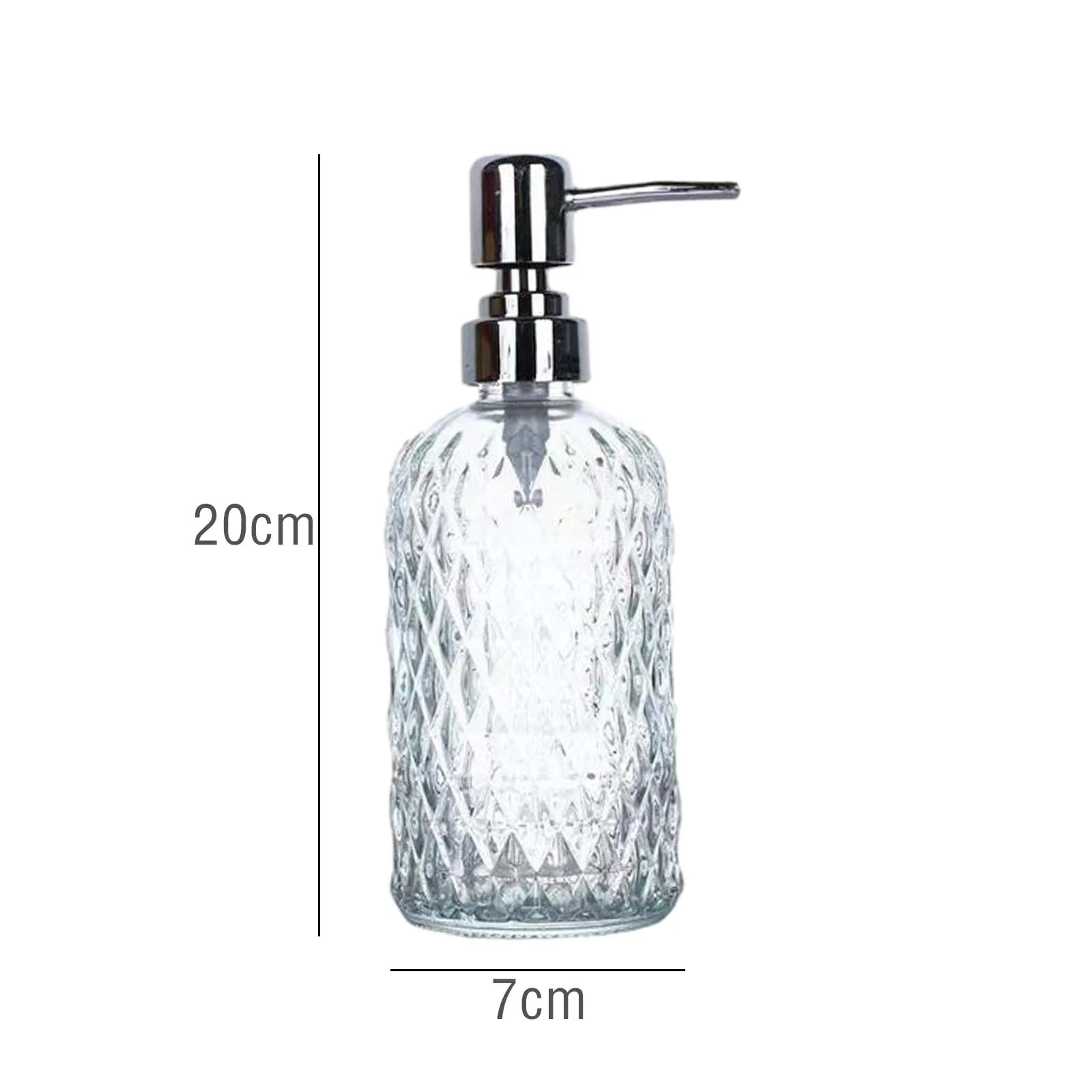 Szklany dozownik mydła z pompką ze stali nierdzewnej 400ml clear