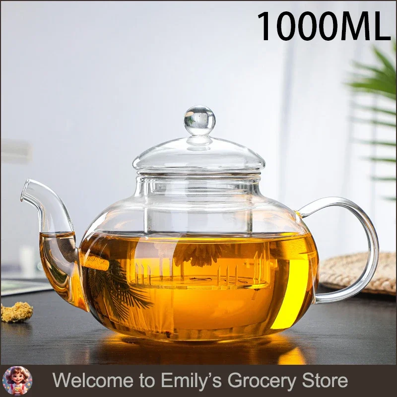 Szklany dzbanek do herbaty 1000 ml z filtrem ze szkła borokrzemowego Jasnożółty