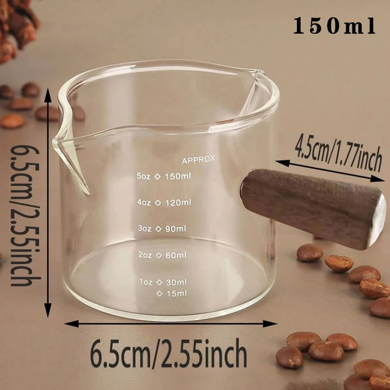 Szklany dzbanek do espresso 75 ml – miarka barista z uchwytem Jasnozielony