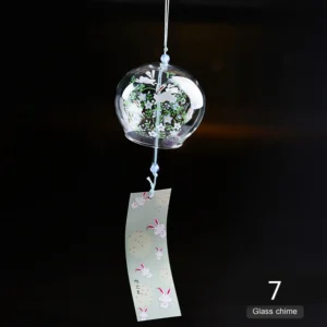 Szklany dzwonek wietrzny Furin w stylu japońskim Armijna zieleń