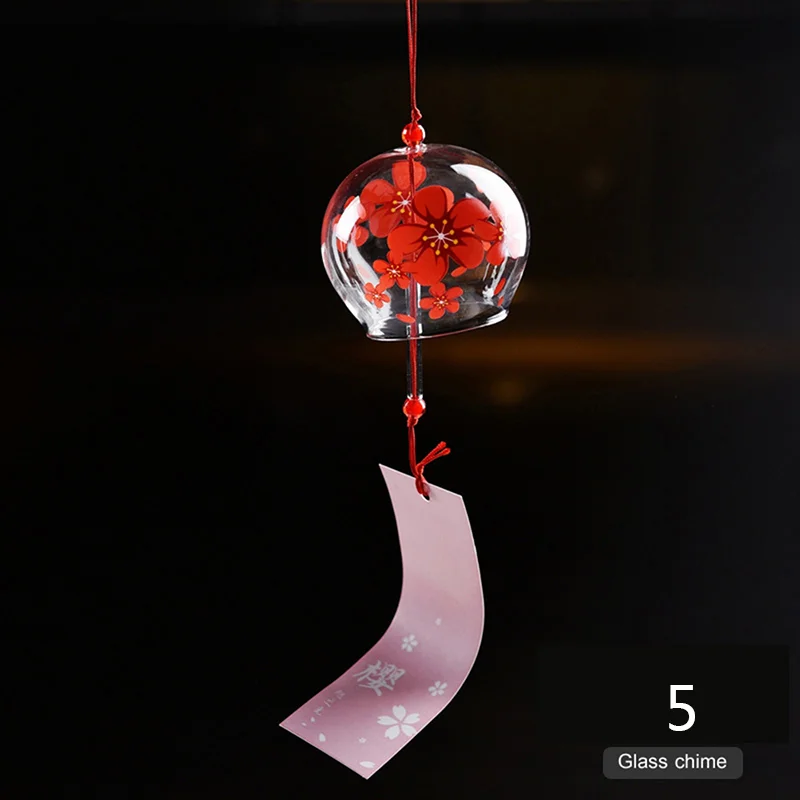 Szklany dzwonek wietrzny Furin w stylu japońskim Ciemny szary