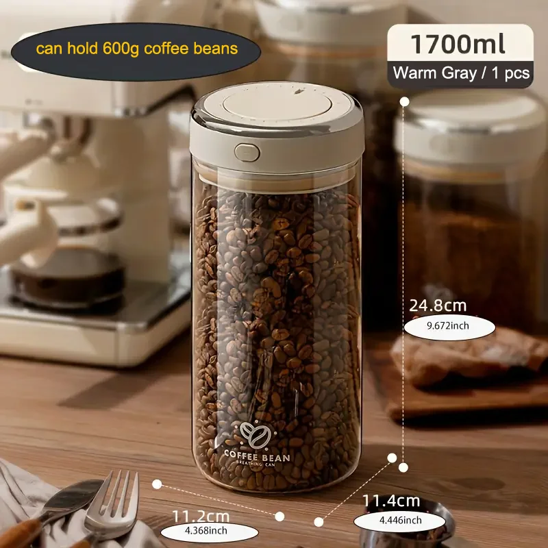 Szklany pojemnik na kawę z zaworem CO2 — hermetyczny słoik 1700ml