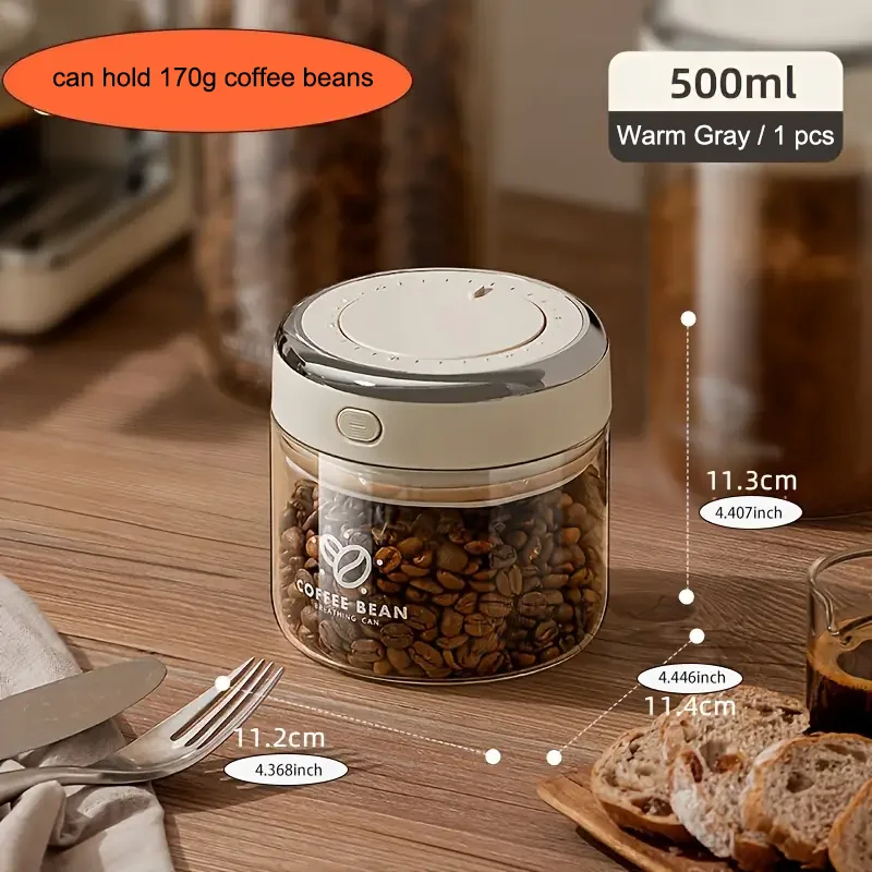 Szklany pojemnik na kawę z zaworem CO2 — hermetyczny słoik 500ml