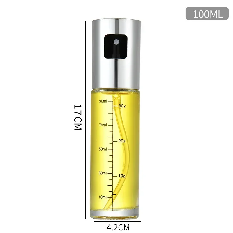 Szklany rozpylacz oleju i oliwy 100 ml ze stali nierdzewnej Srebrny