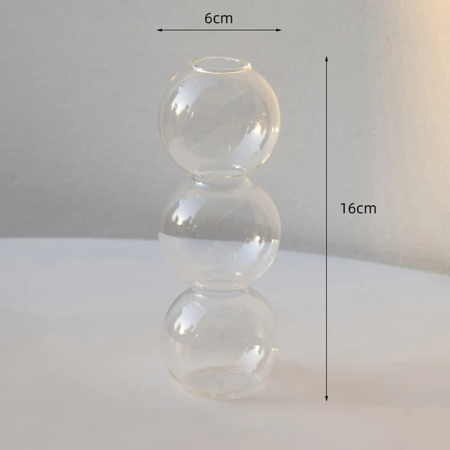 Szklany wazon bąbelkowy w stylu nordyckim na kwiaty Transparent high16cm