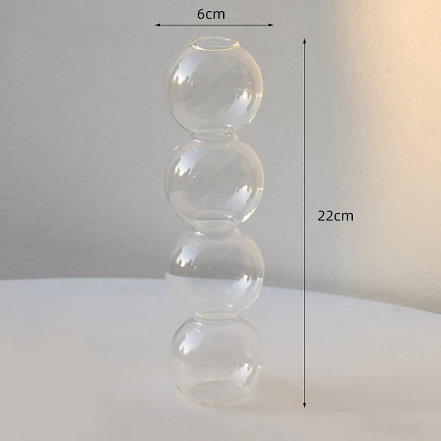 Szklany wazon bąbelkowy w stylu nordyckim na kwiaty Transparent high22cm