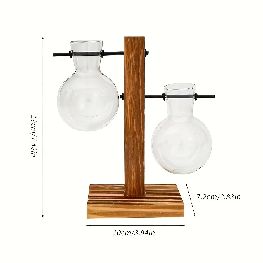 Szklany wazon do hydroponiki vintage terrarium na biurko i parapet Burgundia